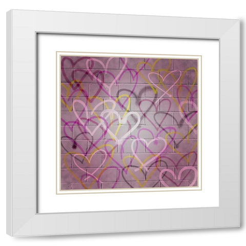 Graffiti Hearts I White Modern Wood Framed Art Print with Double Matting by Popp, Grace