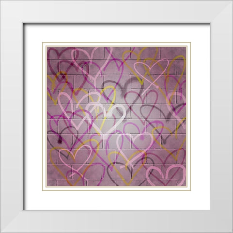 Graffiti Hearts I White Modern Wood Framed Art Print with Double Matting by Popp, Grace