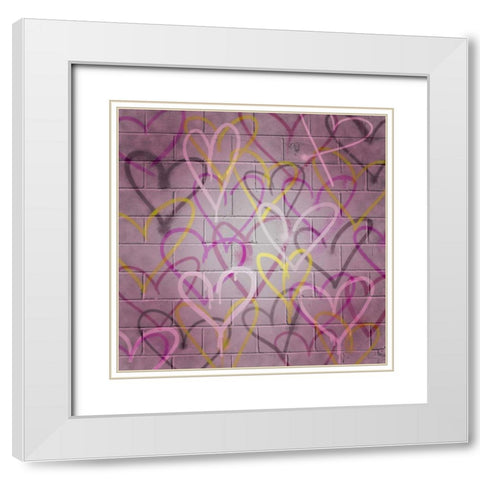Graffiti Hearts II White Modern Wood Framed Art Print with Double Matting by Popp, Grace