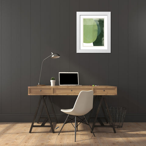 Verdant Arc II White Modern Wood Framed Art Print with Double Matting by Vess, June Erica
