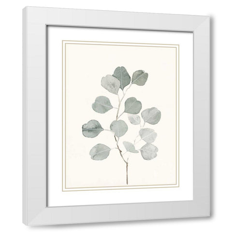 Delicate Sage Botanical I White Modern Wood Framed Art Print with Double Matting by Caroline, Emma