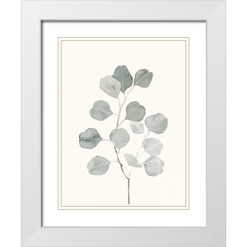 Delicate Sage Botanical I White Modern Wood Framed Art Print with Double Matting by Caroline, Emma