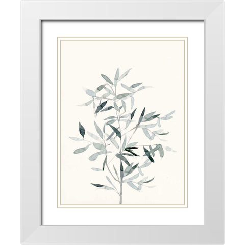 Delicate Sage Botanical VI White Modern Wood Framed Art Print with Double Matting by Caroline, Emma