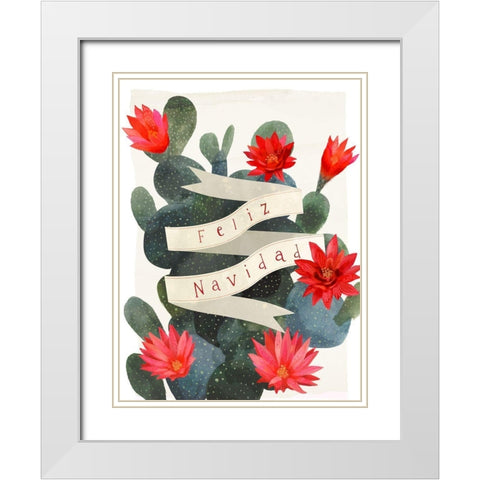 Desert Christmas Cactus I White Modern Wood Framed Art Print with Double Matting by Barnes, Victoria