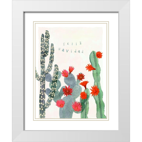 Desert Christmas Cactus II White Modern Wood Framed Art Print with Double Matting by Barnes, Victoria