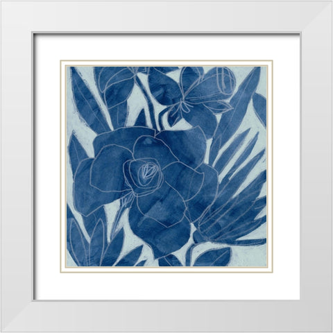 Blue Lagoon Silhouette I White Modern Wood Framed Art Print with Double Matting by Vess, June Erica