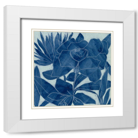 Blue Lagoon Silhouette II White Modern Wood Framed Art Print with Double Matting by Vess, June Erica