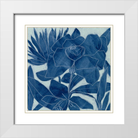 Blue Lagoon Silhouette II White Modern Wood Framed Art Print with Double Matting by Vess, June Erica