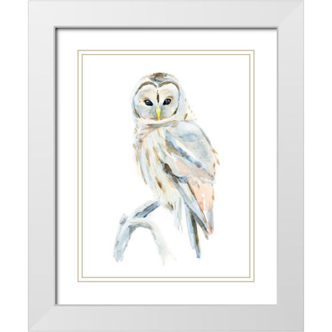 Arctic Owl II White Modern Wood Framed Art Print with Double Matting by Warren, Annie