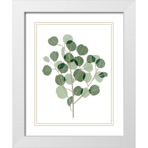 Windy Eucalyptus I White Modern Wood Framed Art Print with Double Matting by Wang, Melissa