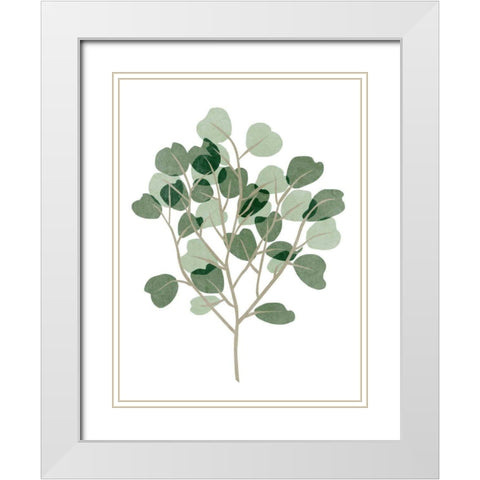 Windy Eucalyptus II White Modern Wood Framed Art Print with Double Matting by Wang, Melissa