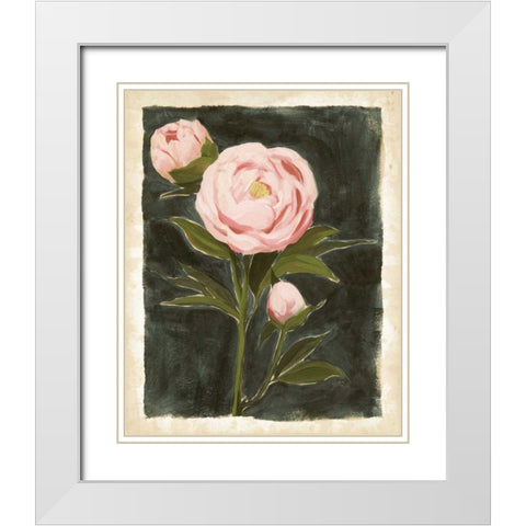 Vintage Peonies I White Modern Wood Framed Art Print with Double Matting by Popp, Grace