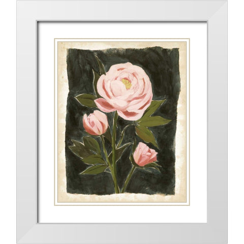 Vintage Peonies II White Modern Wood Framed Art Print with Double Matting by Popp, Grace