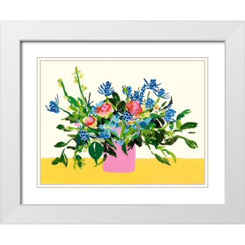 Grand Bouquet I White Modern Wood Framed Art Print with Double Matting by Wang, Melissa