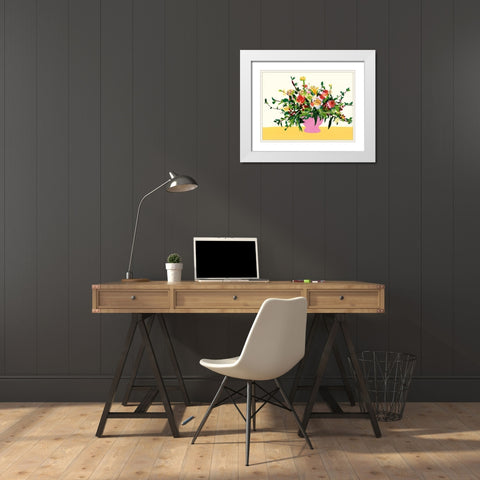 Grand Bouquet II White Modern Wood Framed Art Print with Double Matting by Wang, Melissa