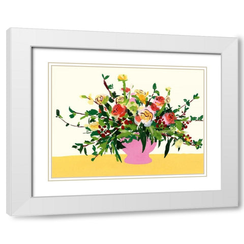 Grand Bouquet II White Modern Wood Framed Art Print with Double Matting by Wang, Melissa