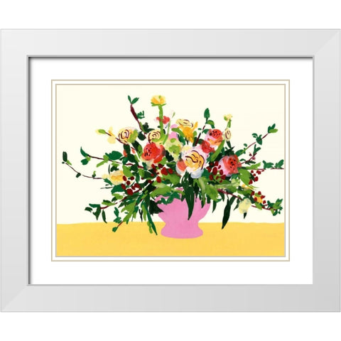 Grand Bouquet II White Modern Wood Framed Art Print with Double Matting by Wang, Melissa