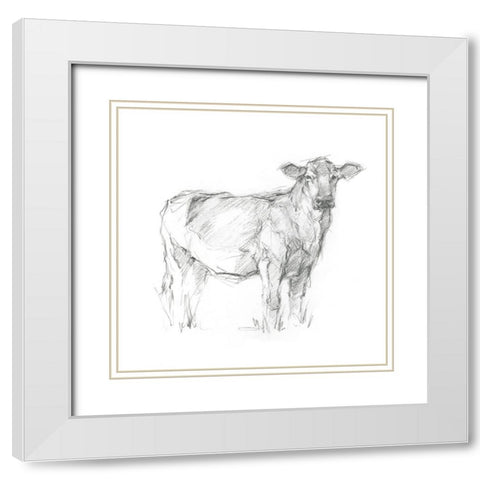 Bovine Study I White Modern Wood Framed Art Print with Double Matting by Harper, Ethan