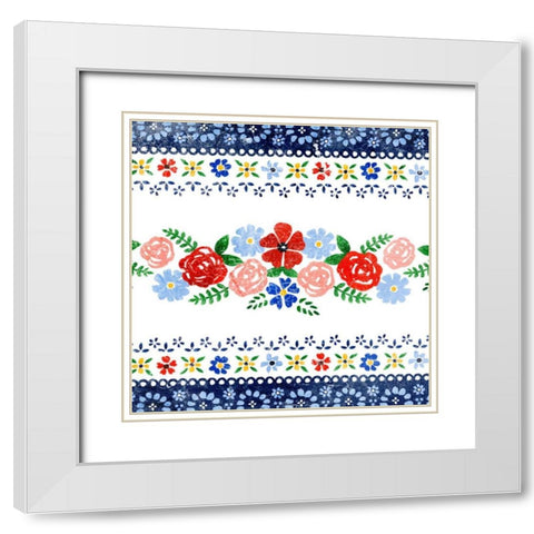 Azure Blume I White Modern Wood Framed Art Print with Double Matting by Borges, Victoria