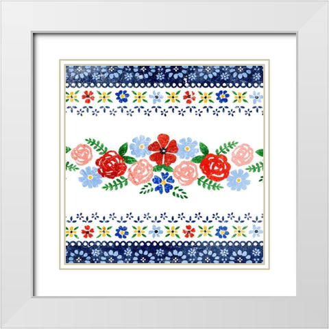 Azure Blume I White Modern Wood Framed Art Print with Double Matting by Borges, Victoria