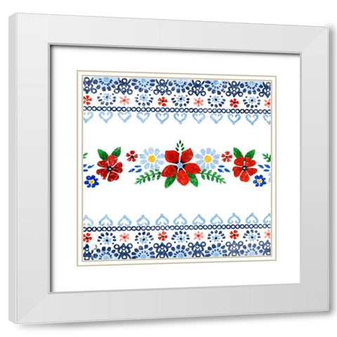 Azure Blume II White Modern Wood Framed Art Print with Double Matting by Borges, Victoria