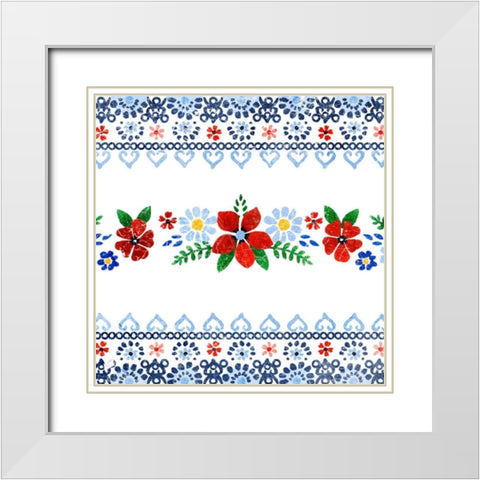 Azure Blume II White Modern Wood Framed Art Print with Double Matting by Borges, Victoria