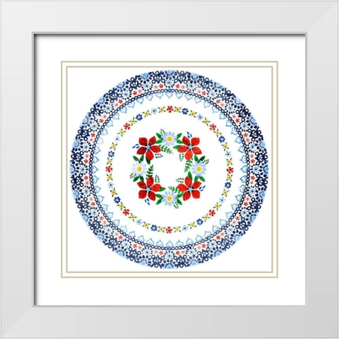 Azure Blume IV White Modern Wood Framed Art Print with Double Matting by Borges, Victoria
