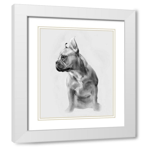 Pug Portrait II White Modern Wood Framed Art Print with Double Matting by Caroline, Emma