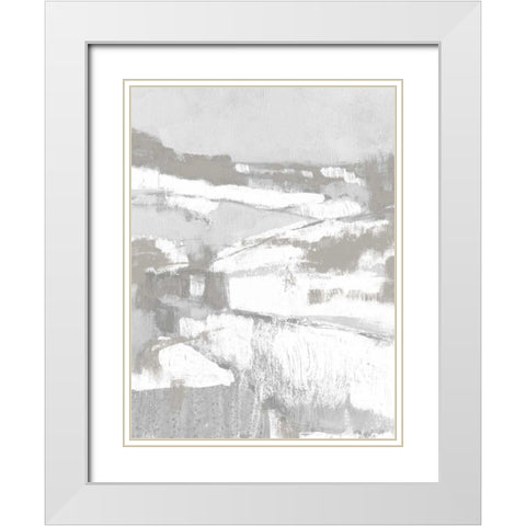 Neutral Fields I White Modern Wood Framed Art Print with Double Matting by Goldberger, Jennifer