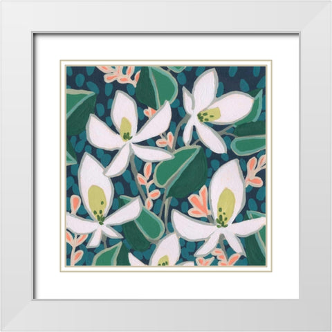 Night Garden I White Modern Wood Framed Art Print with Double Matting by Vess, June Erica