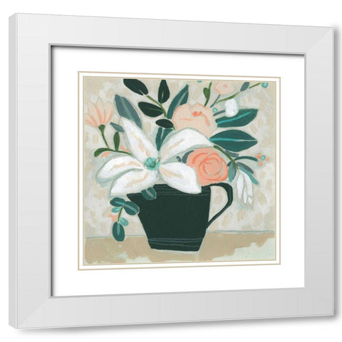 Terre Verte Garden I White Modern Wood Framed Art Print with Double Matting by Vess, June Erica