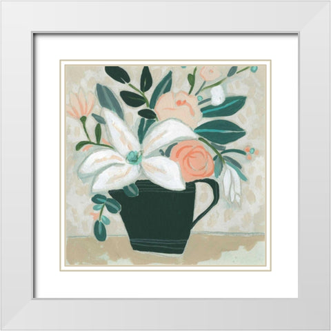 Terre Verte Garden I White Modern Wood Framed Art Print with Double Matting by Vess, June Erica