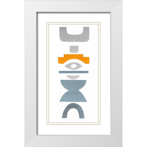 Primary Tribal Shapes V White Modern Wood Framed Art Print with Double Matting by Delamater, Rob