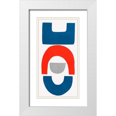 Primary Tribal Shapes VIII White Modern Wood Framed Art Print with Double Matting by Delamater, Rob