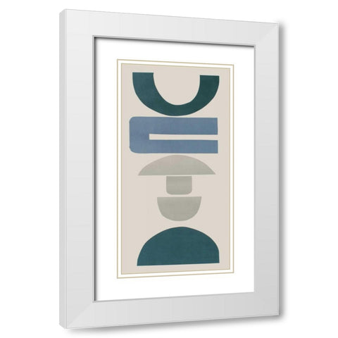 Primary Tribal Shapes IX White Modern Wood Framed Art Print with Double Matting by Delamater, Rob