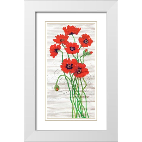 Red Poppy Panel I White Modern Wood Framed Art Print with Double Matting by OToole, Tim