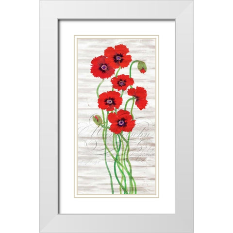 Red Poppy Panel II White Modern Wood Framed Art Print with Double Matting by OToole, Tim