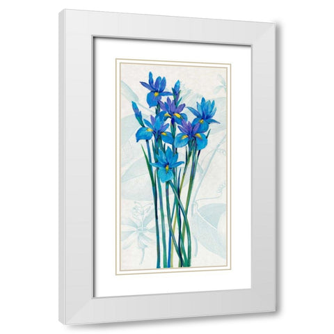 Blue Iris Panel I White Modern Wood Framed Art Print with Double Matting by OToole, Tim