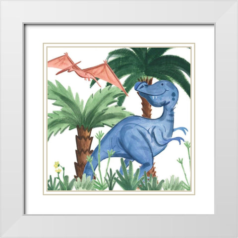 Dino Buddies I White Modern Wood Framed Art Print with Double Matting by Douglas, Jamie