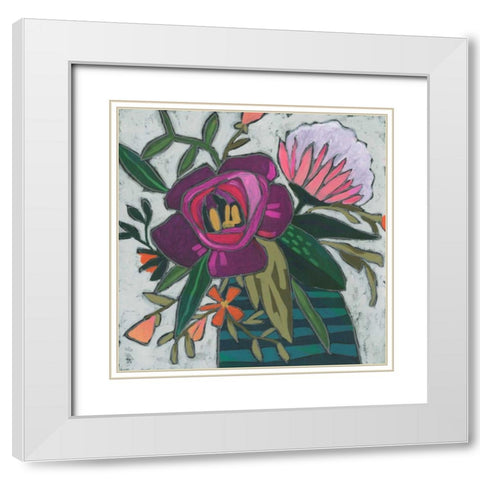 Carnivale Flora I White Modern Wood Framed Art Print with Double Matting by Vess, June Erica