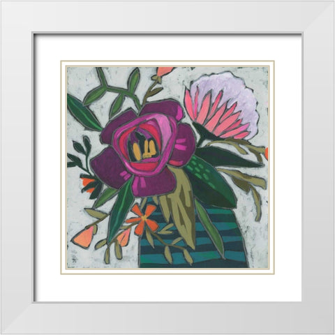 Carnivale Flora I White Modern Wood Framed Art Print with Double Matting by Vess, June Erica