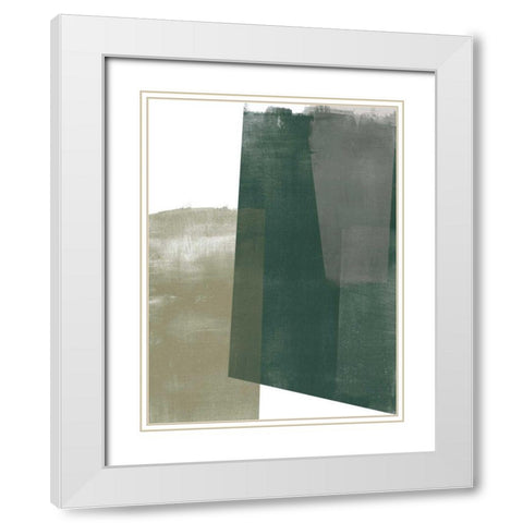 Verdant Geometry I White Modern Wood Framed Art Print with Double Matting by Vess, June Erica