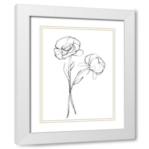 Stem Contour I White Modern Wood Framed Art Print with Double Matting by Goldberger, Jennifer