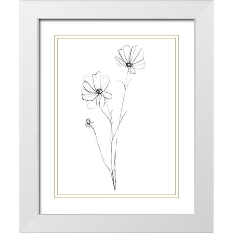 Stem Contour IV White Modern Wood Framed Art Print with Double Matting by Goldberger, Jennifer