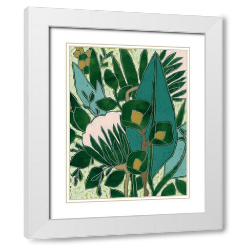 Bottle Glass Garden I White Modern Wood Framed Art Print with Double Matting by Vess, June Erica