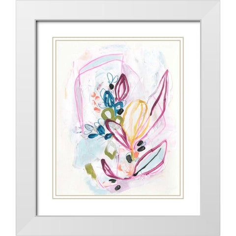 Garden Allusion I White Modern Wood Framed Art Print with Double Matting by Vess, June Erica