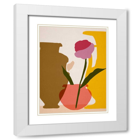 Flower Dance I White Modern Wood Framed Art Print with Double Matting by Wang, Melissa