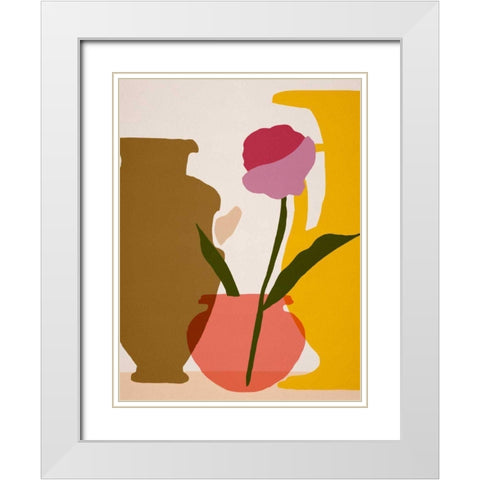 Flower Dance I White Modern Wood Framed Art Print with Double Matting by Wang, Melissa