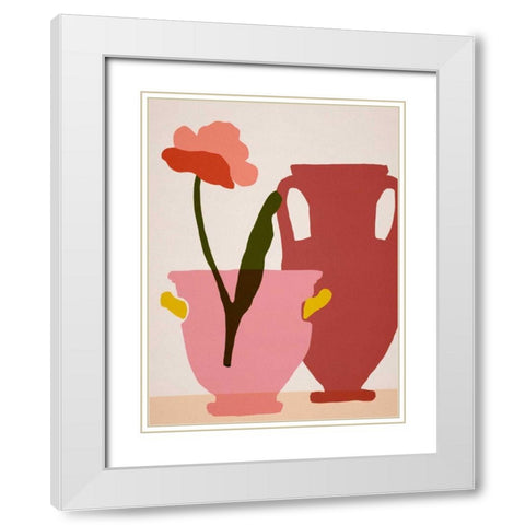 Flower Dance II White Modern Wood Framed Art Print with Double Matting by Wang, Melissa