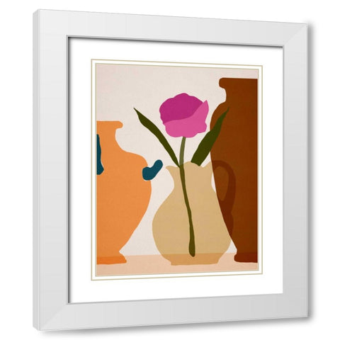 Flower Dance III White Modern Wood Framed Art Print with Double Matting by Wang, Melissa